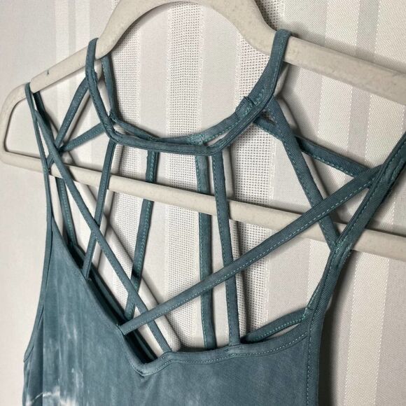 American Eagle Soft & Sexy Cage Neck Tie-Dye Tank Top Small Blue White Women's - Picture 2 of 9